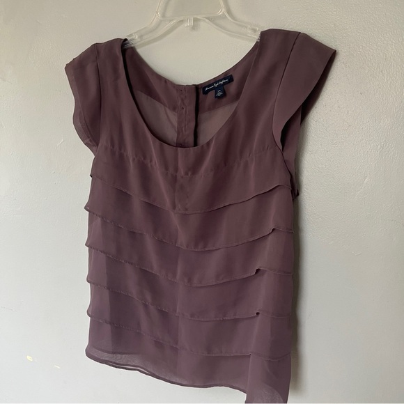 American Eagle Outfitters Mauve Layered Chiffon Blouse – Size Large - Picture 3 of 9